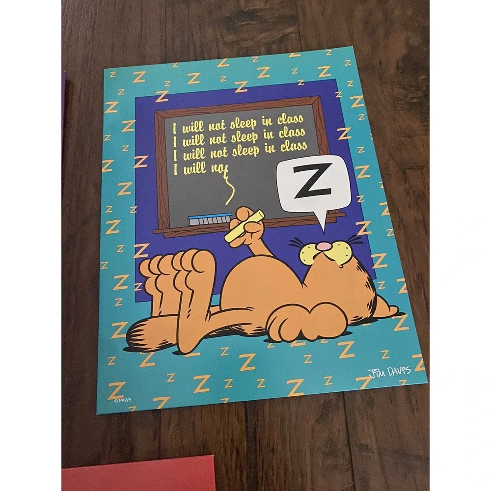 3 Vintage Garfield Pocket Folders‎ Lot 1978 Mead Portfolio Messy Bedroom Lunch